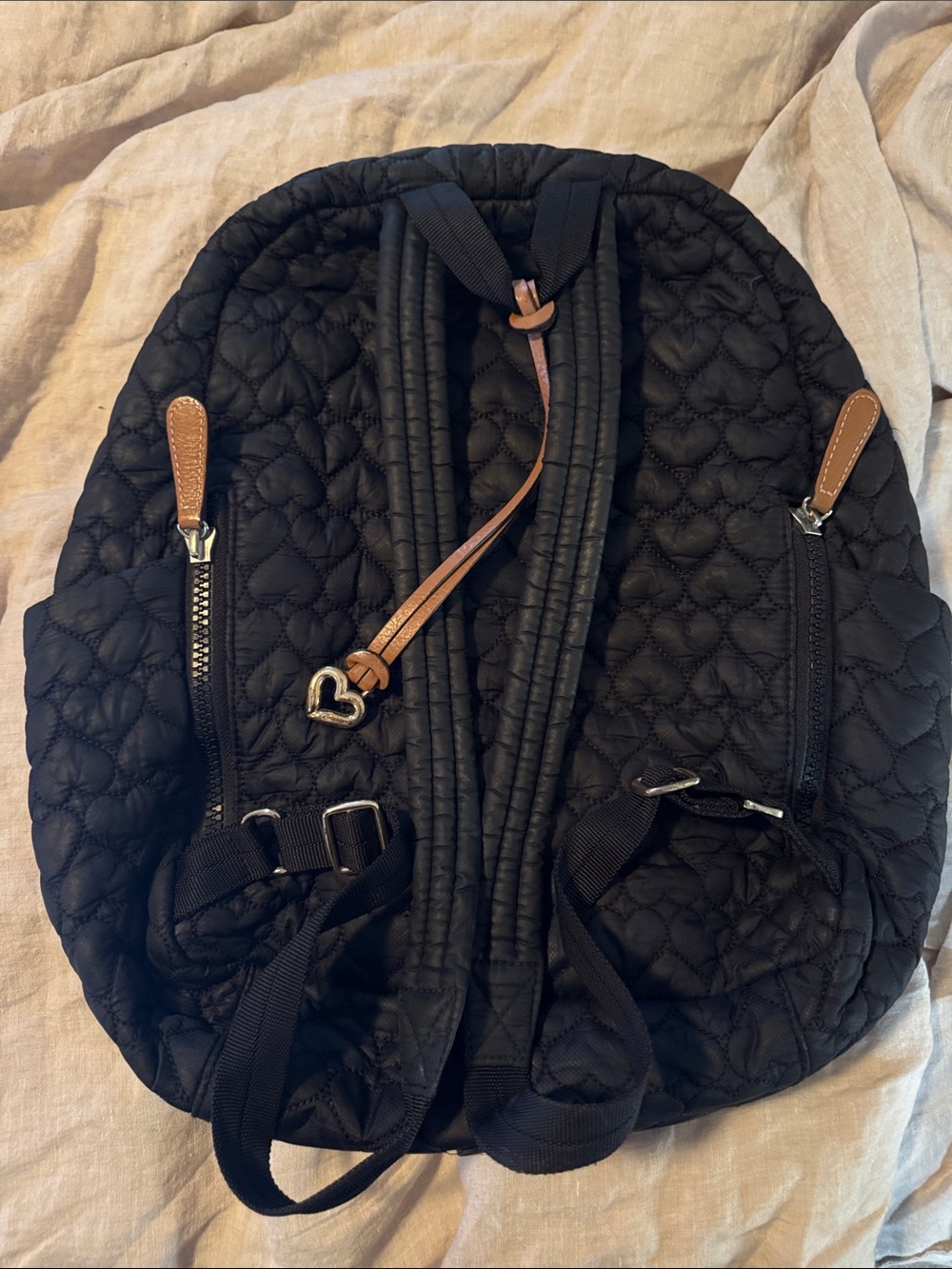 Kingston “Heart to Heart” Quilted Black Backpack with Heart-Stitch Detail - Picture 3 of 7